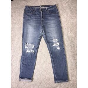 Levi Strauss 721 High Rise Skinny Ankle Distressed Blue Jeans‎ Women Size 32